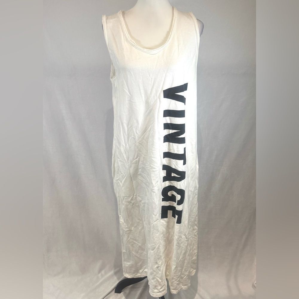 White vintage streetwear sweatshirt midi dress with pockets size medium